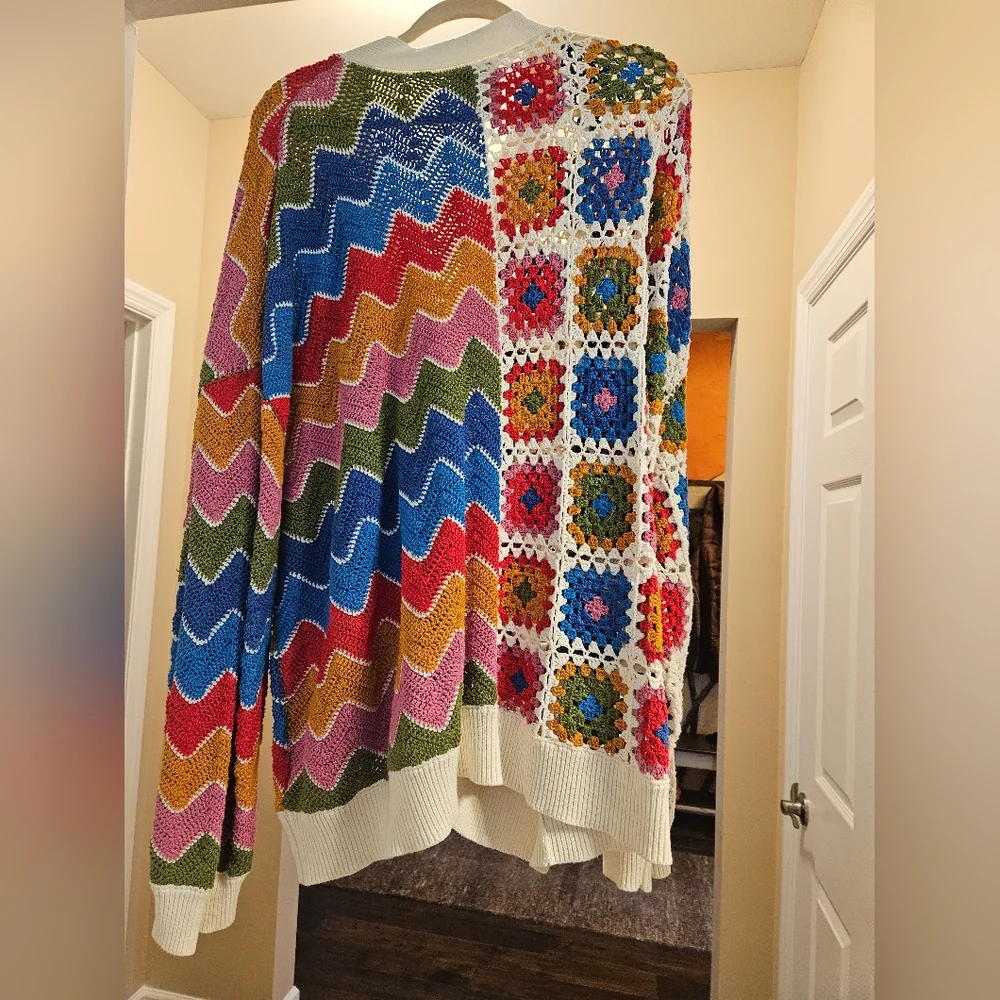 Farm Rio Crochet Cardigan Sweater XL - Picture 2 of 8